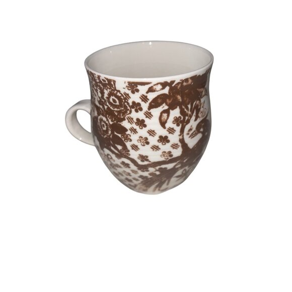 Anthropologie Monogram W/blue “R” Mug w/ Brown Flower Background Cup Coffee Tea - Picture 2 of 6